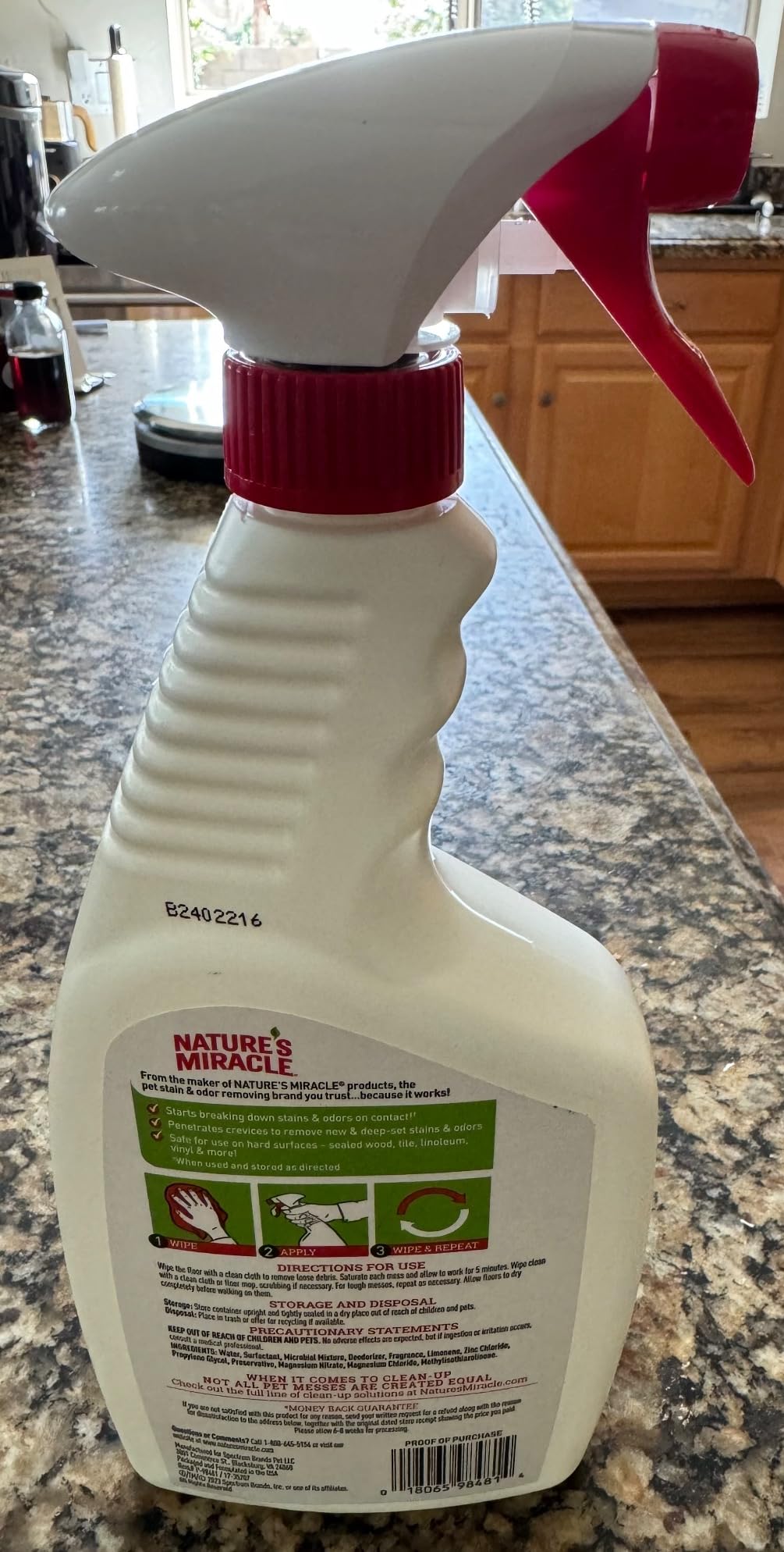 Nature's Miracle Hard Floor Cleaner, Stain & Odor Remover, 24 oz | Bio-Enzymatic Formula Destroys Tough Pet Stains & Odors, Clean Without Damaging Floors, For Sealed Wood & Hard Floor Surfaces customer photo 2