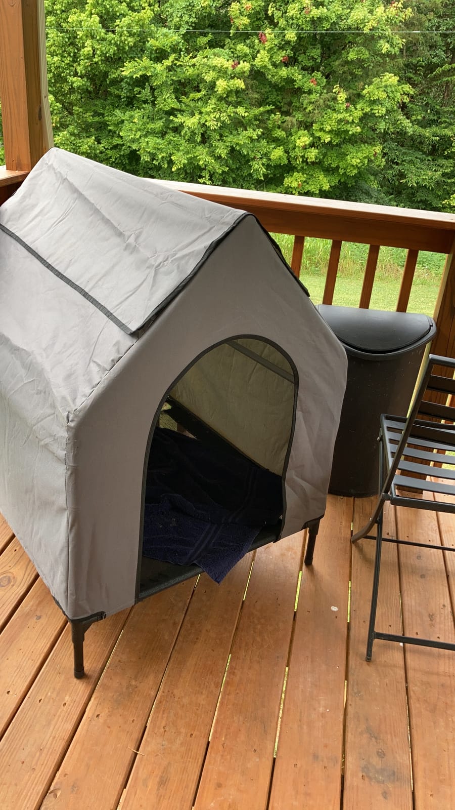 Zooba 42” Outdoor Dog House for Large Breeds, Durable Large Dog Shelter with Weatherproof 600D PVC Canopy, Breathable 2x1 Textilene Fabric Elevated Dog Bed, XL Dog Kennel for Outside Use customer photo 2