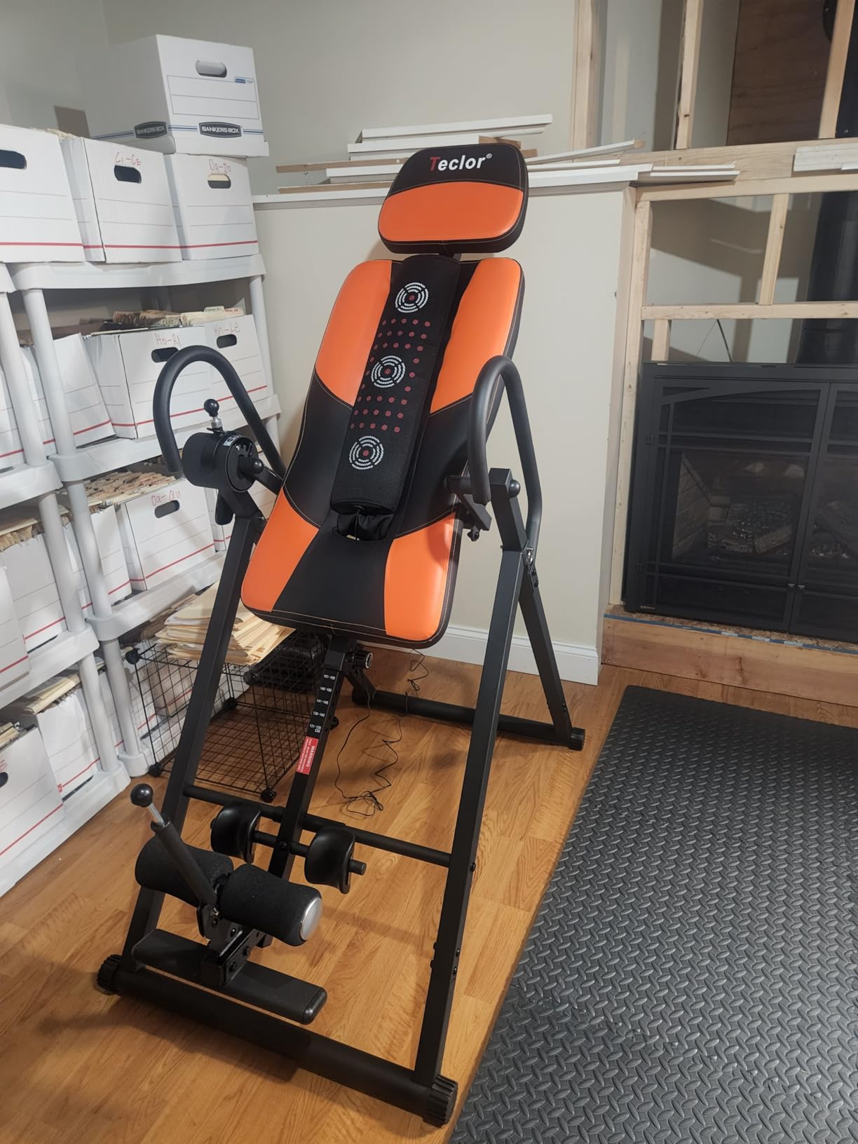 Teclor Inversion Table,Advanced Heat and Massage Function,Strength Training Inversion Table for Back Pain Relief,Heavy Duty Inversion Table 350 lbs Capacity with Wider and Thickened Backrest customer photo 1