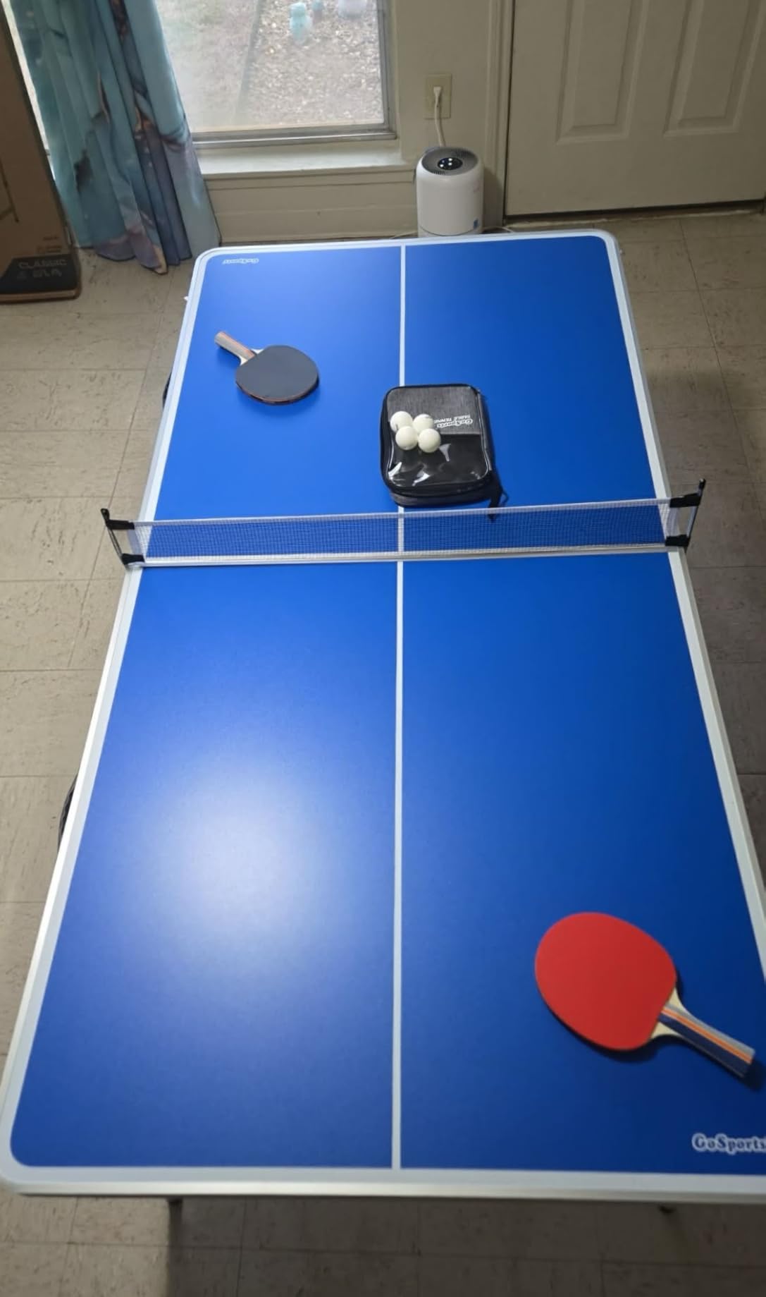 GoSports 6 x 3 ft Mid-Size Table Tennis Table Set with Adjustable Height - Green or Blue customer photo 1