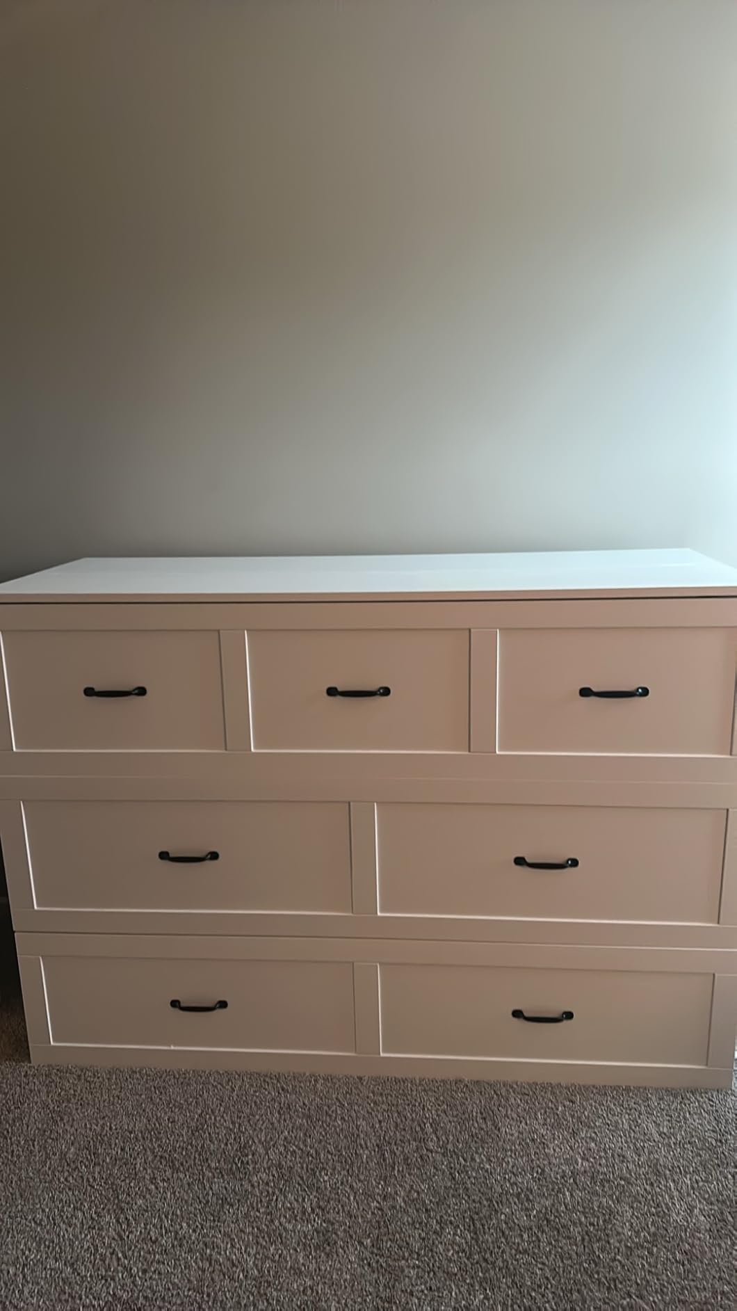 ECACAD Multi-Functional Murphy Cabinet Bed, Queen Size Bed Frame Murphy Chest with Built-in Power Strip & Drawers, Queen Foldable Platform BedFrame, White customer photo 1