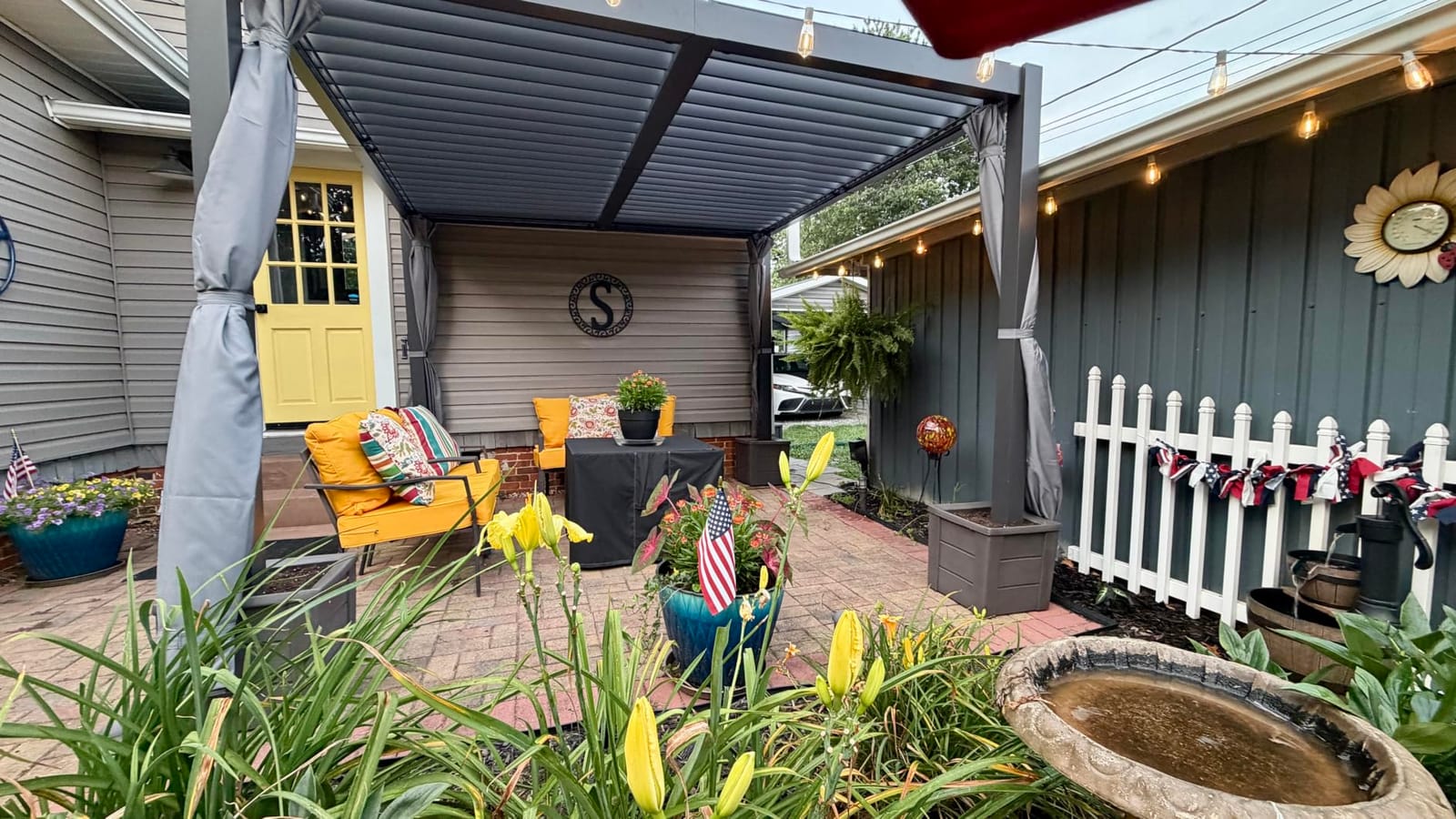 Aoxun Louvered Pergola 12x20 All-Aluminum, Waterproof Curtains and Netting customer photo 1
