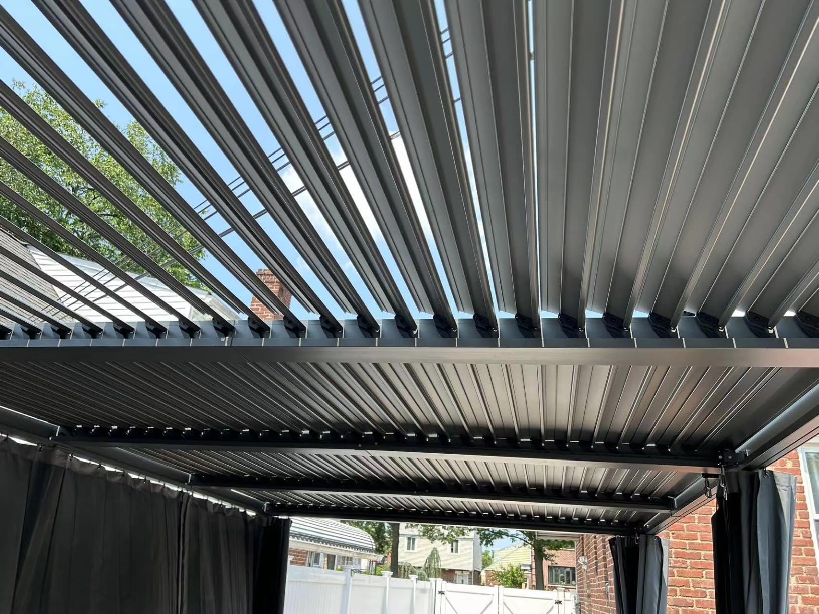 Aoxun Louvered Pergola 12x20 All-Aluminum, Waterproof Curtains and Netting customer photo 2