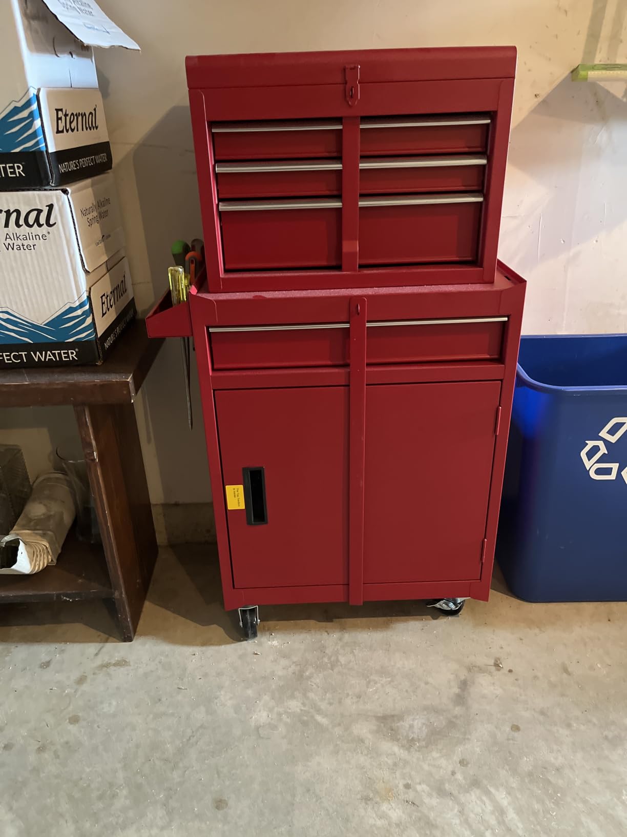 Winado 4-Drawer Rolling Tool Chest, 2-in-1 Large Storage Toolbox, Red customer photo 1
