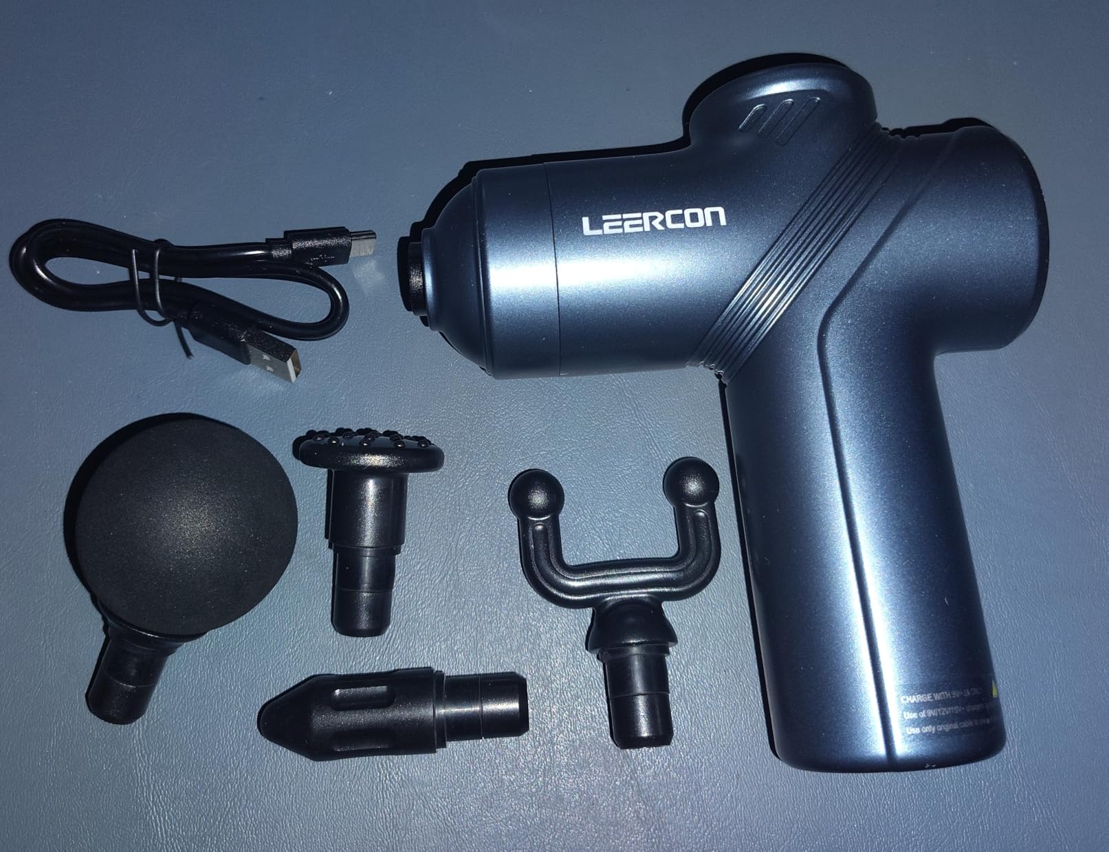 LEERCON Massage Gun Deep Tissue Mini Muscle Massager for Pain Relief, Blue | Small Portable Handheld Massager Gun, Back and Neck Massager for Pain Relief, 6 Speed & 4 Heads, Birthday Gifts for Men Dad customer photo 2