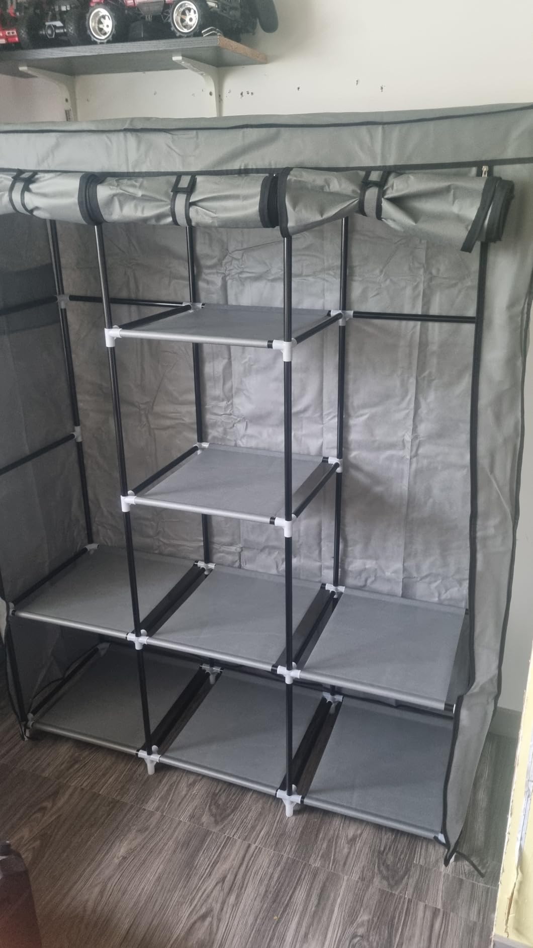VTRIN Portable Closet for Hanging Clothes 67 Inch Wide Large Capacity Portable Wardrobe Closet with Cover, 4 Storage Shelves and 4 Hanging Rod Sturdy Free Standing Closet for Bedroom, Black customer photo 2