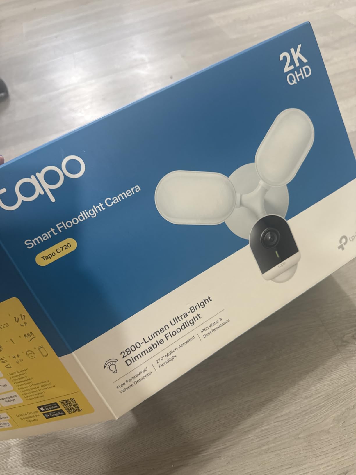 Tapo 2K+ Outdoor Wired Floodlight Security Camera, C720, 2800LM | Dimmable, Motion Activated, Person & Vehicle Detection, 24/7 Recording, Subscription-Free Local Storage or Optional Cloud customer photo 2