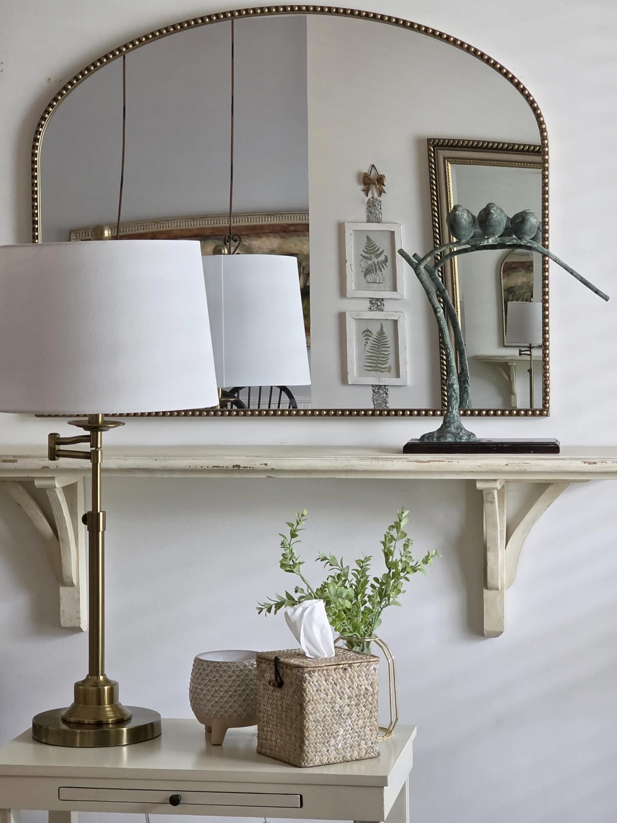 Antique Gold Arched Wall Mirror, 36