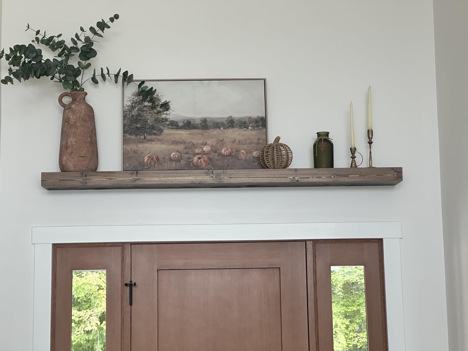 Fireplace Mantel 54'' Solid Wood Floating Shelf, 3'' Thick, Brown customer photo 1