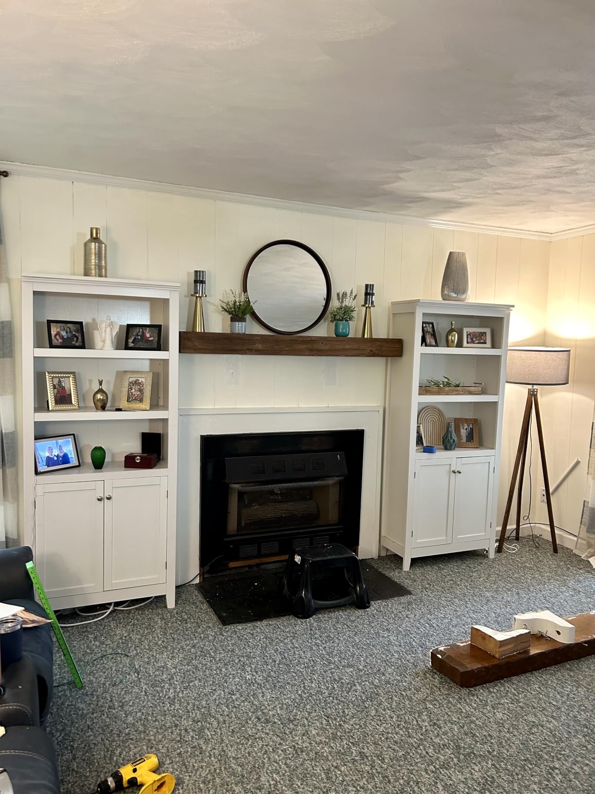 G GOOD GAIN 60'' Fireplace Mantel, 5'' Pine Wood Floating Shelf, DarkWalnut customer photo 1