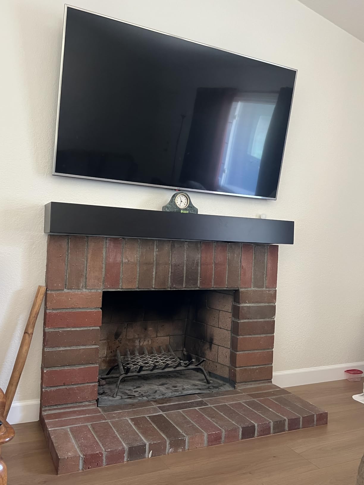 G GOOD GAIN 60'' Fireplace Mantel, 5'' Pine Wood Floating Shelf, DarkWalnut customer photo 2