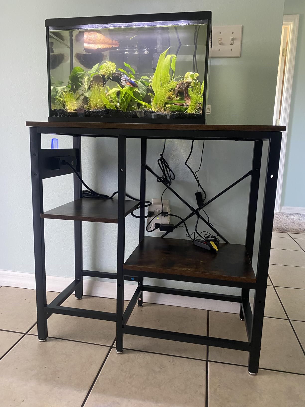 Bestier 55-75 Gallon Fish Tank Stand with Power Outlet, Rustic Brown, 49x13 customer photo 2