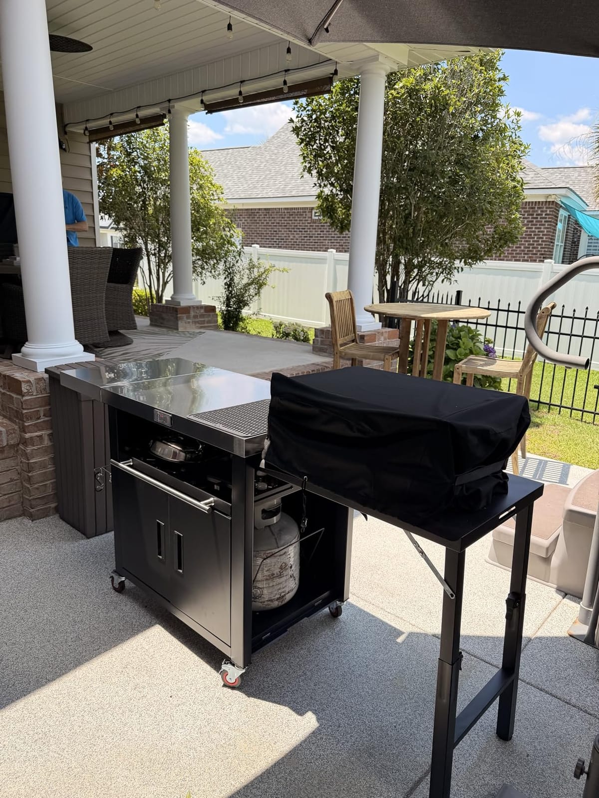 Feasto Outdoor Kitchen Island with Cabinet, 74” x 26” Rolling Grill Table customer photo 1