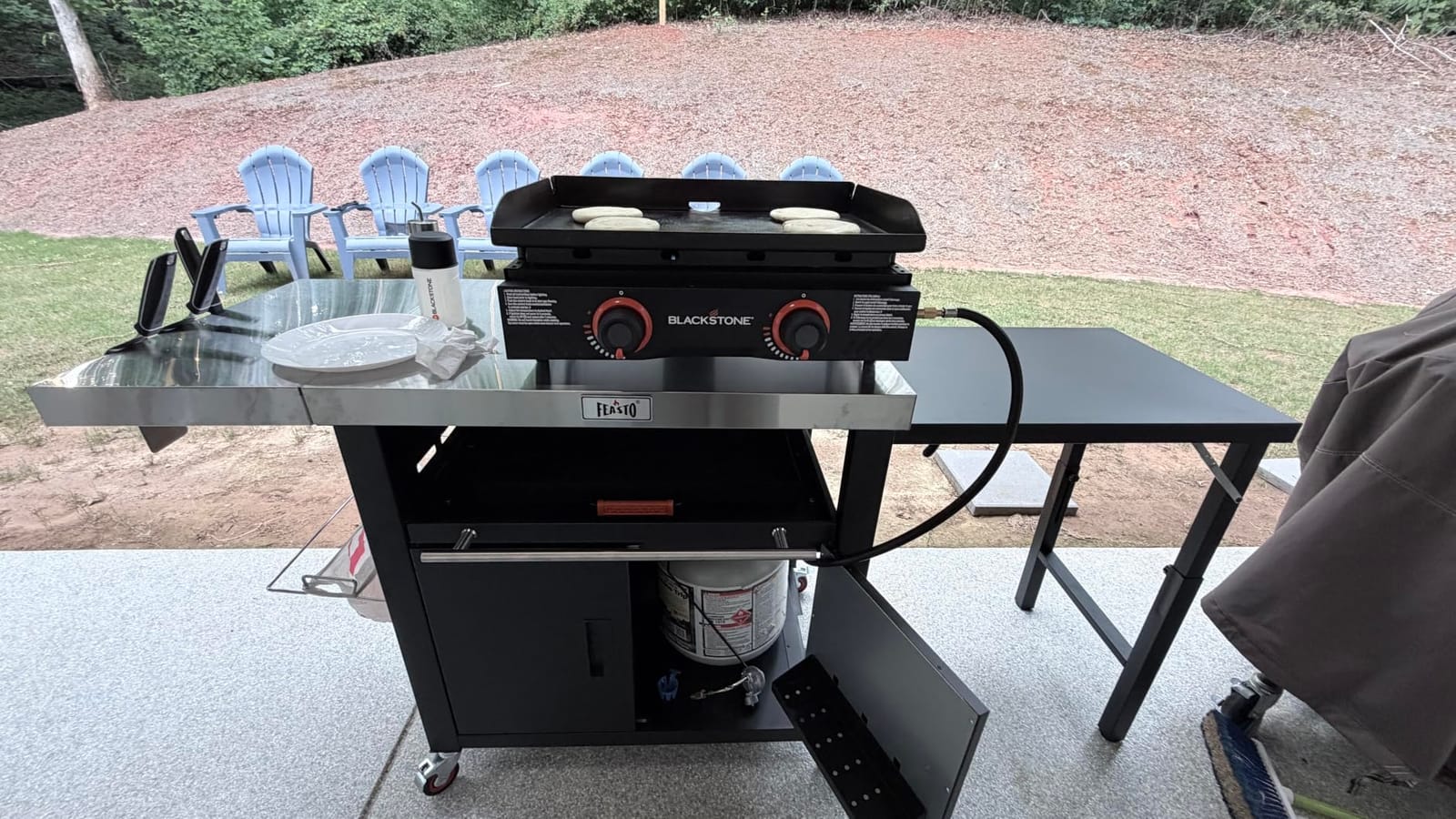 Feasto Outdoor Kitchen Island with Cabinet, 74” x 26” Rolling Grill Table customer photo 2