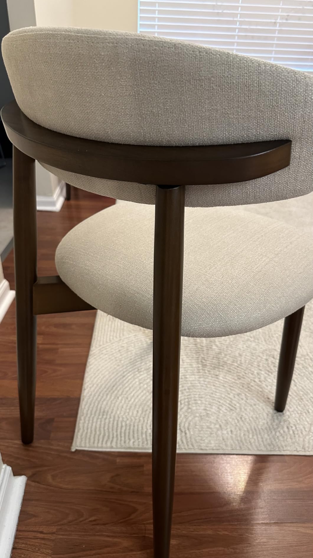 COLAMY Wooden Dining Chairs Set of 4, Modern Fabric Upholstered Kitchen Side Chairs, Farmhouse Dining Room Chair with Foot Pegs, Beige customer photo 1