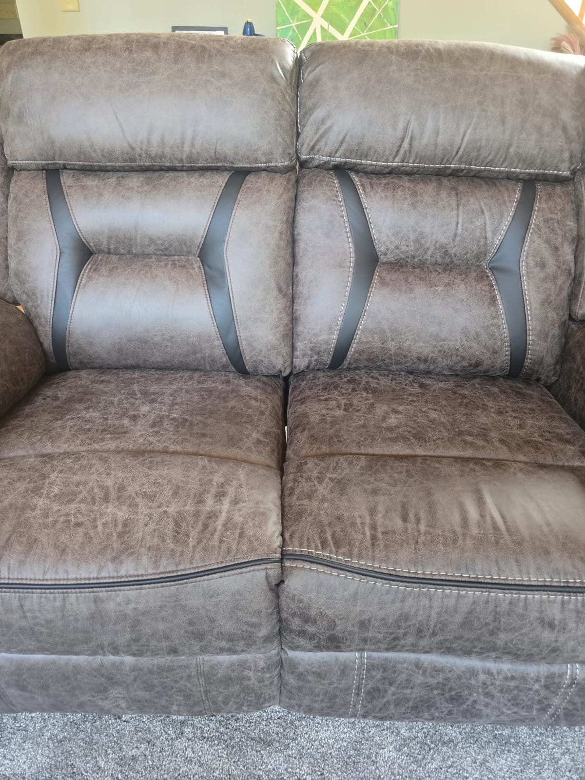 EBELLO Faux Leather Manual Recliner Chair, Modern Design Single Reclining Sofa Chair with Comfortable Armrest and Backrest, Furniture for Living Room, Bedroom, Brown customer photo 2