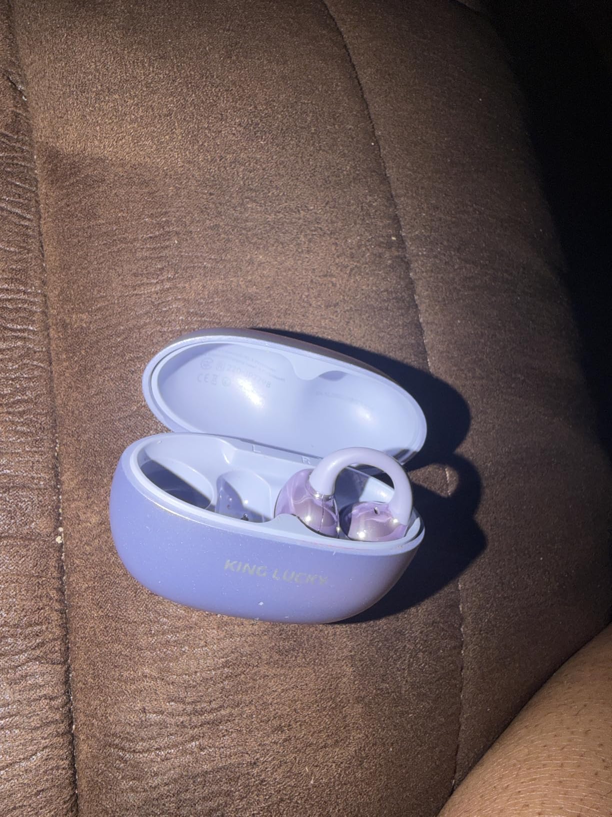King Lucky Clip-On Earbuds Gen 3, Open-Ear Wireless Bluetooth 6.0 Headphones with Mic, Secure Fit for Small Ears & Glasses Wearers, 50H Playtime, ENC, IPX5 Waterproof Sport Ear Buds (Purple) customer photo 2