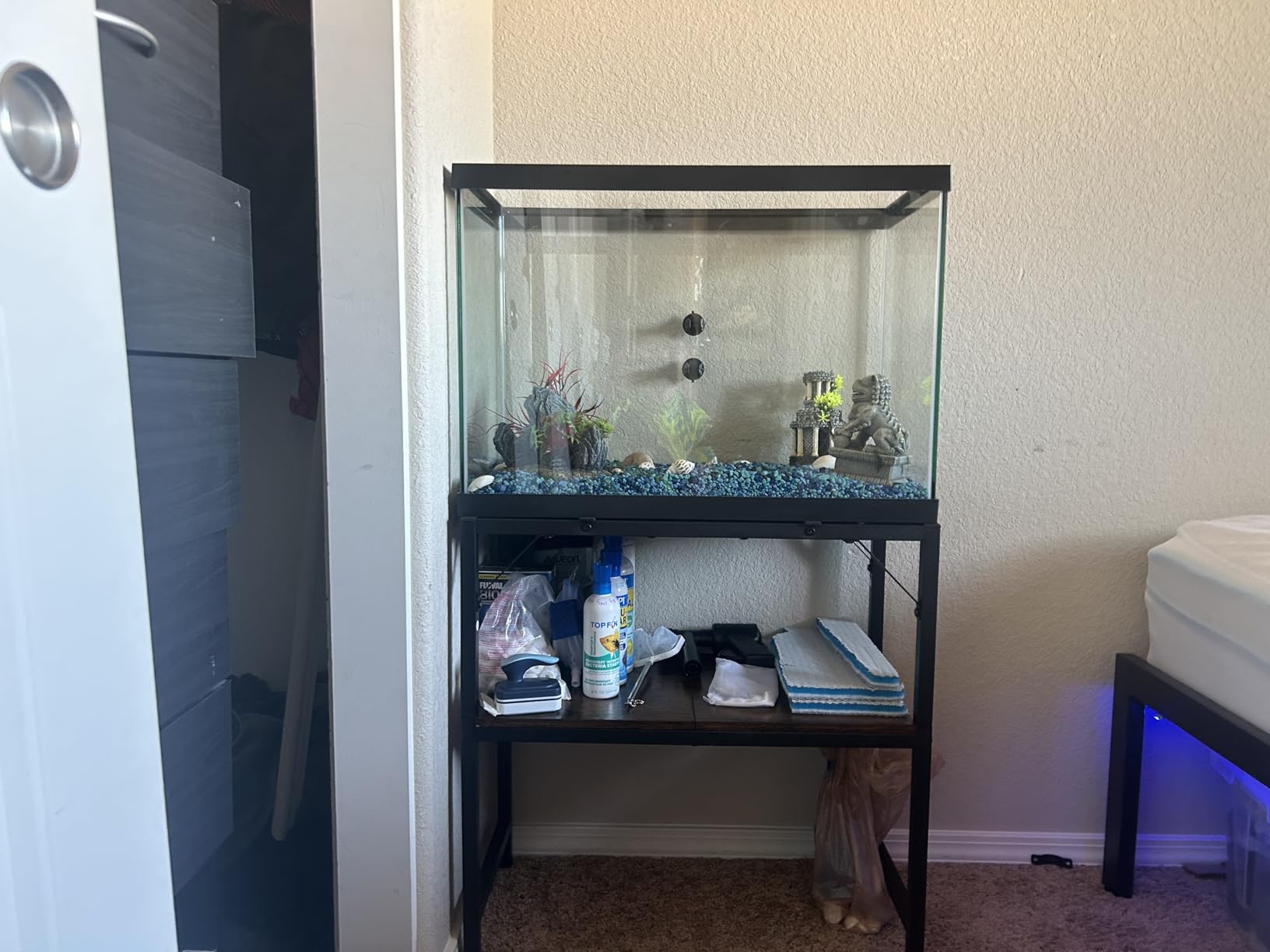 MAHANCRIS 20 Gallon Fish Tank Stand, Aquarium Stand with 2-Tier Storage Shelves, Heavy Duty Breeder Turtle Terrarium Stand Rack for Home Office, 24.0