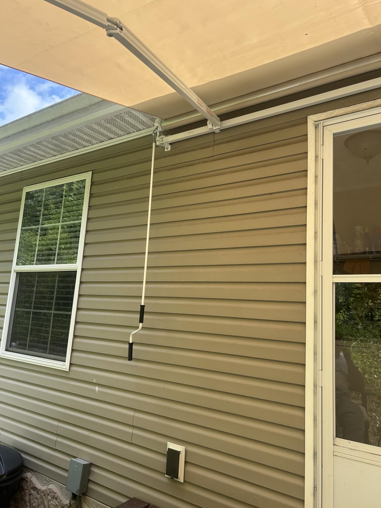 Yardenaler 12x10 FT Manual Retractable Patio Awning, Outdoor Window Sun Shade Shelter with Crank Handle & Canopy for Deck, Garden, Backyard, Balcony, Beige customer photo 2