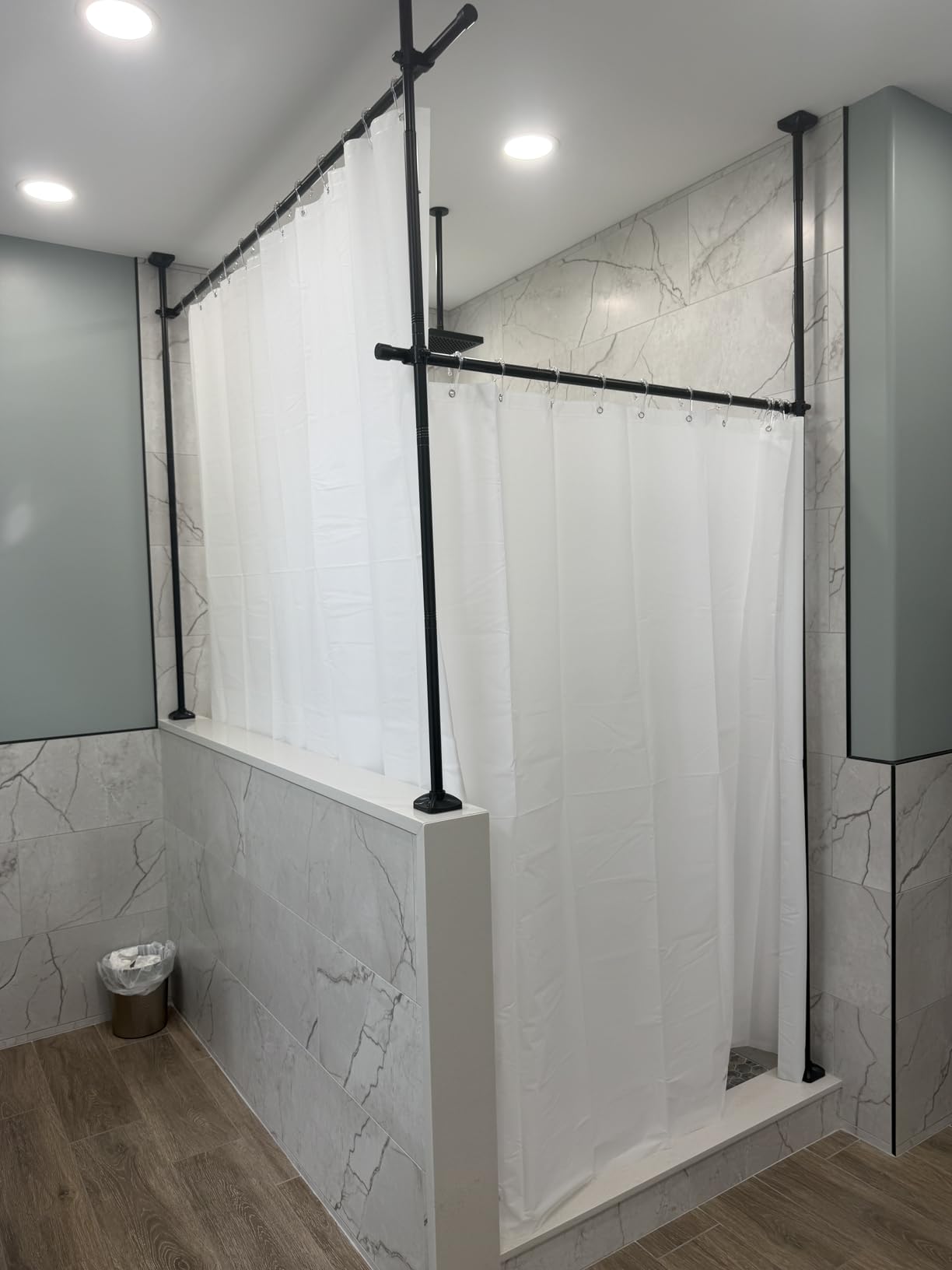 SUNALLY Room Divider for Separation 28-114in(W) Privacy Wall Divider, Black customer photo 2