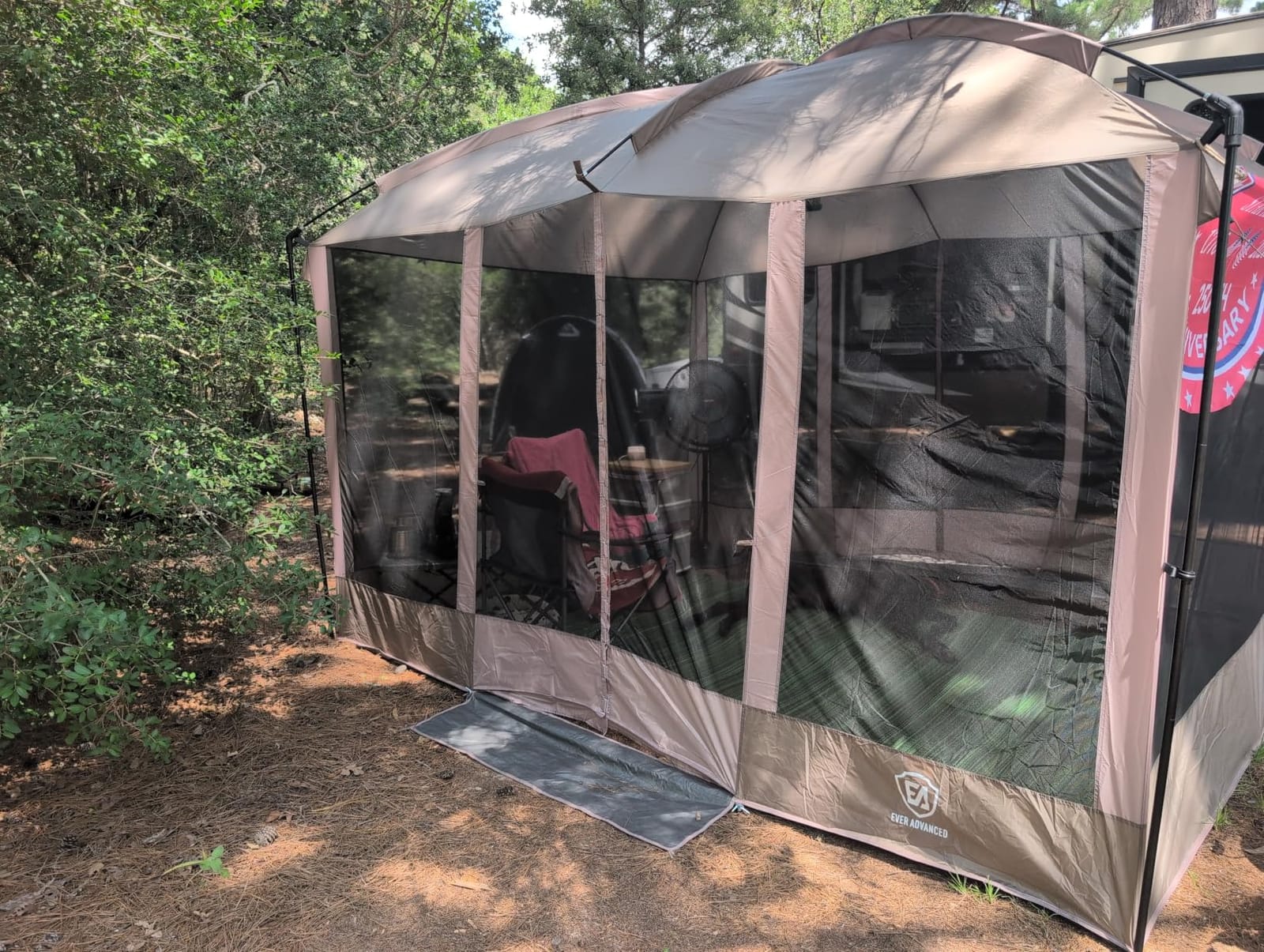 EVER ADVANCED Magnetic Screen House Room 11x9ft, Hands-Free Entry,Screenhouse with Sun Protection for Camping&Picnic, 11x9ftCamping Tent Canopy Shelter with Mesh, Brown customer photo 2