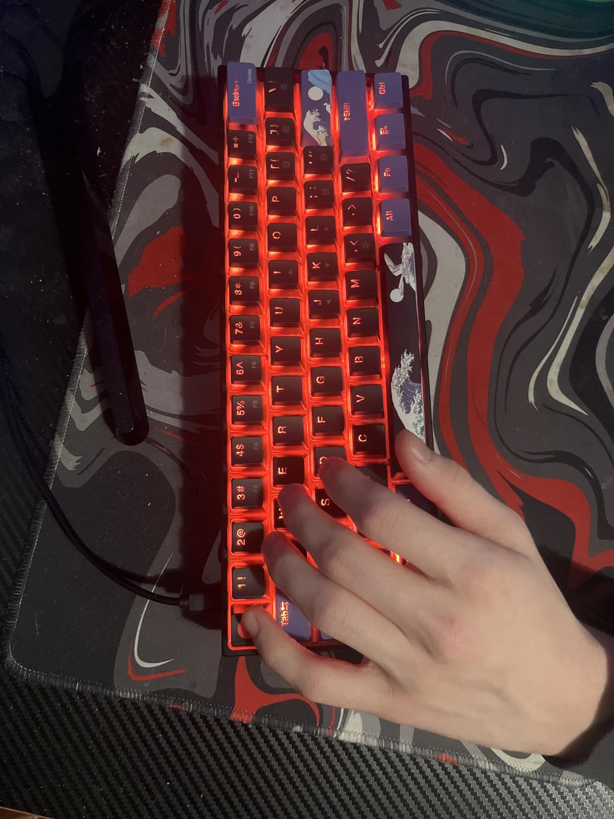 Womier 60% Percent Keyboard Gaming, Creamy Mechanical Wired Keyboard Anime | Hot-Swappable RGB Keyboard with PBT Keycaps for Windows PC Gamers - POM Linear Red Switch Black Kanagawa, WK61 PRO customer photo 1