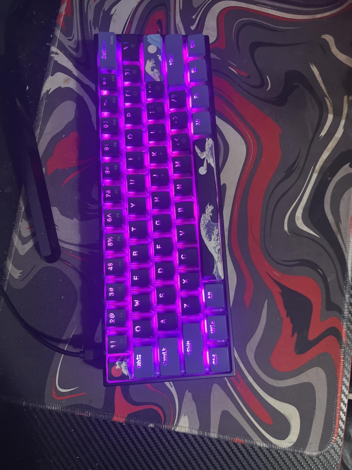 Womier 60% Percent Keyboard Gaming, Creamy Mechanical Wired Keyboard Anime | Hot-Swappable RGB Keyboard with PBT Keycaps for Windows PC Gamers - POM Linear Red Switch Black Kanagawa, WK61 PRO customer photo 2