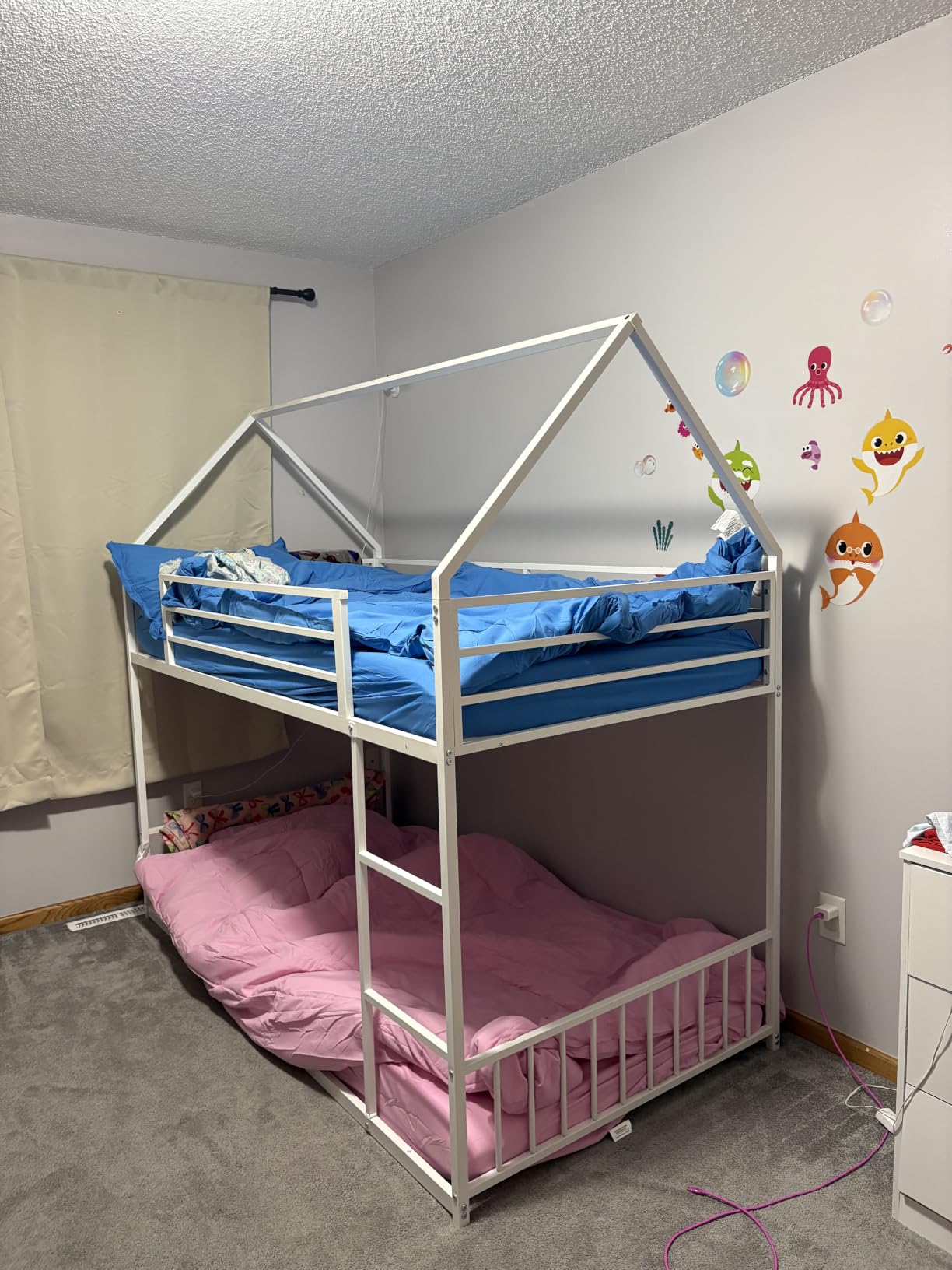 LIKIMIO Bunk Bed Twin Over Twin, House Bunk Bed Frame with Ladder, Black customer photo 2