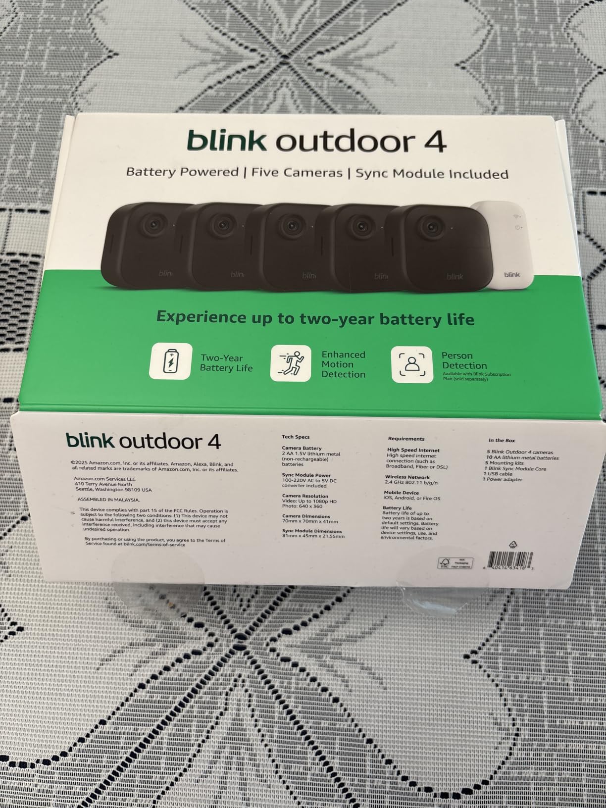 Blink Outdoor 4 - Wireless smart security camera, two-year battery life, 1080p HD day and infrared night live view, two-way talk. Sync Module Core included - 2 camera system customer photo 1