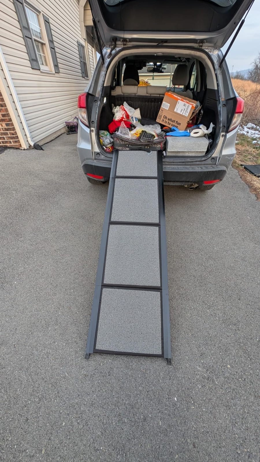 Dog Ramp for Car 𝟕𝟏”𝐱𝟐𝟎” Large Folding Pet Stair Ramps for Truck, SUV, with Non-Slip Surface, Up to 250LBS, Outdoor Dog Car Ramp for Medium & Large Dogs, Portable Pet Steps customer photo 2