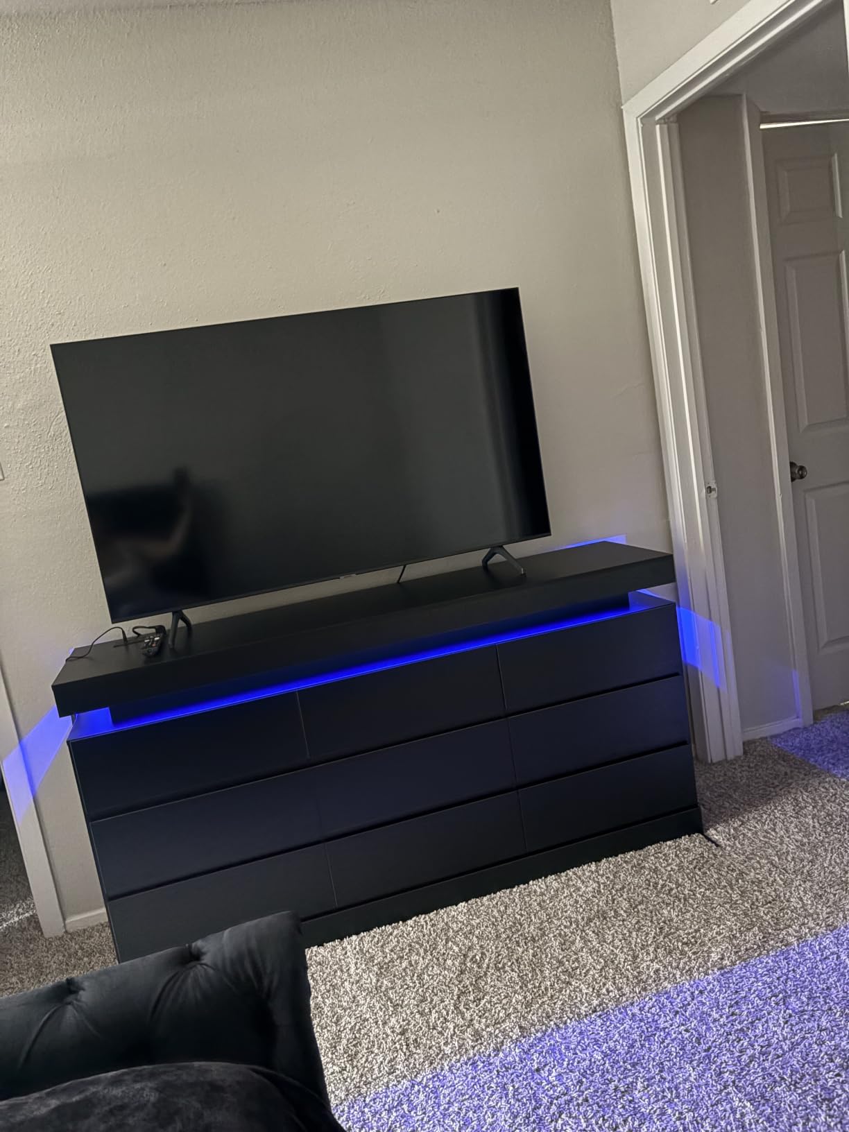 Gyfimoie 9 Drawer Dresser with Power Outlet, Modern Dresser with LED Light | Modern Chest of Drawers for Closet, Wide Drawer Organizer Cabinet for Bedroom,Living Room customer photo 2