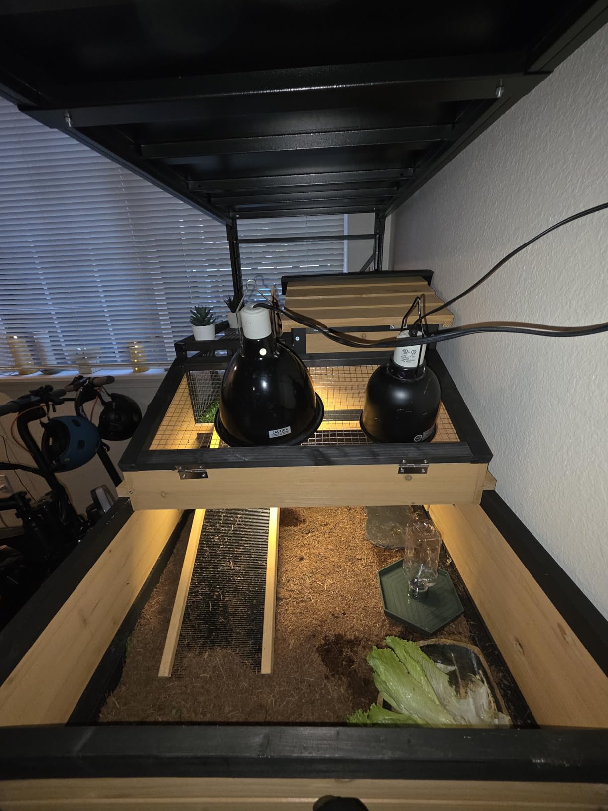 3-Room Large Tortoise Habitat with Pull-Out Tray, Wooden Tortoise Enclosure Indoor & Outdoor with Ramp, Grass Mat, Openable Roof, Luxurious Reptile Enclosure for Small Animals, Yellow customer photo 1
