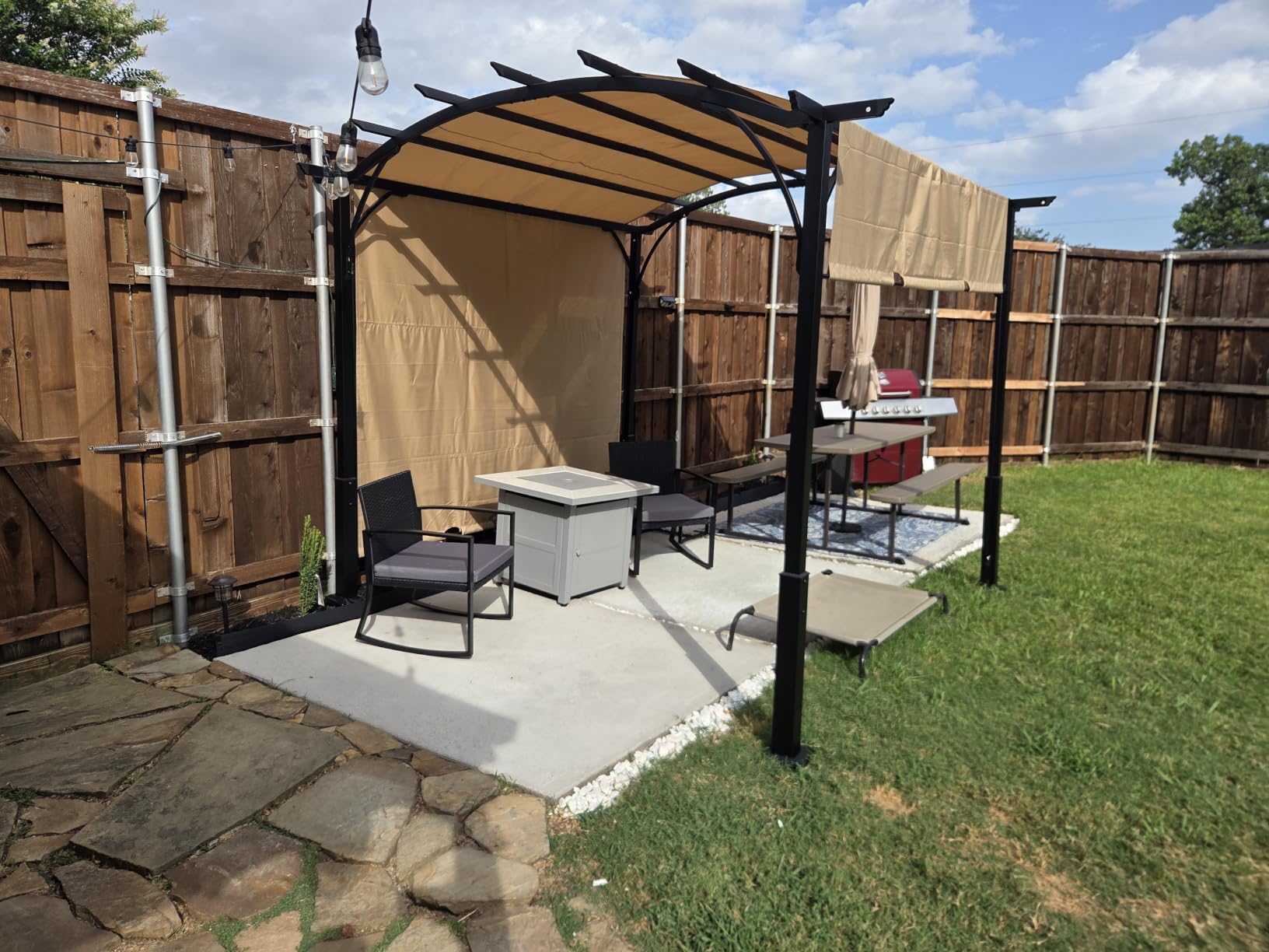 ABCCANOPY Arched Pergola 10'x12' with Retractable Sun Shade, Beige customer photo 1