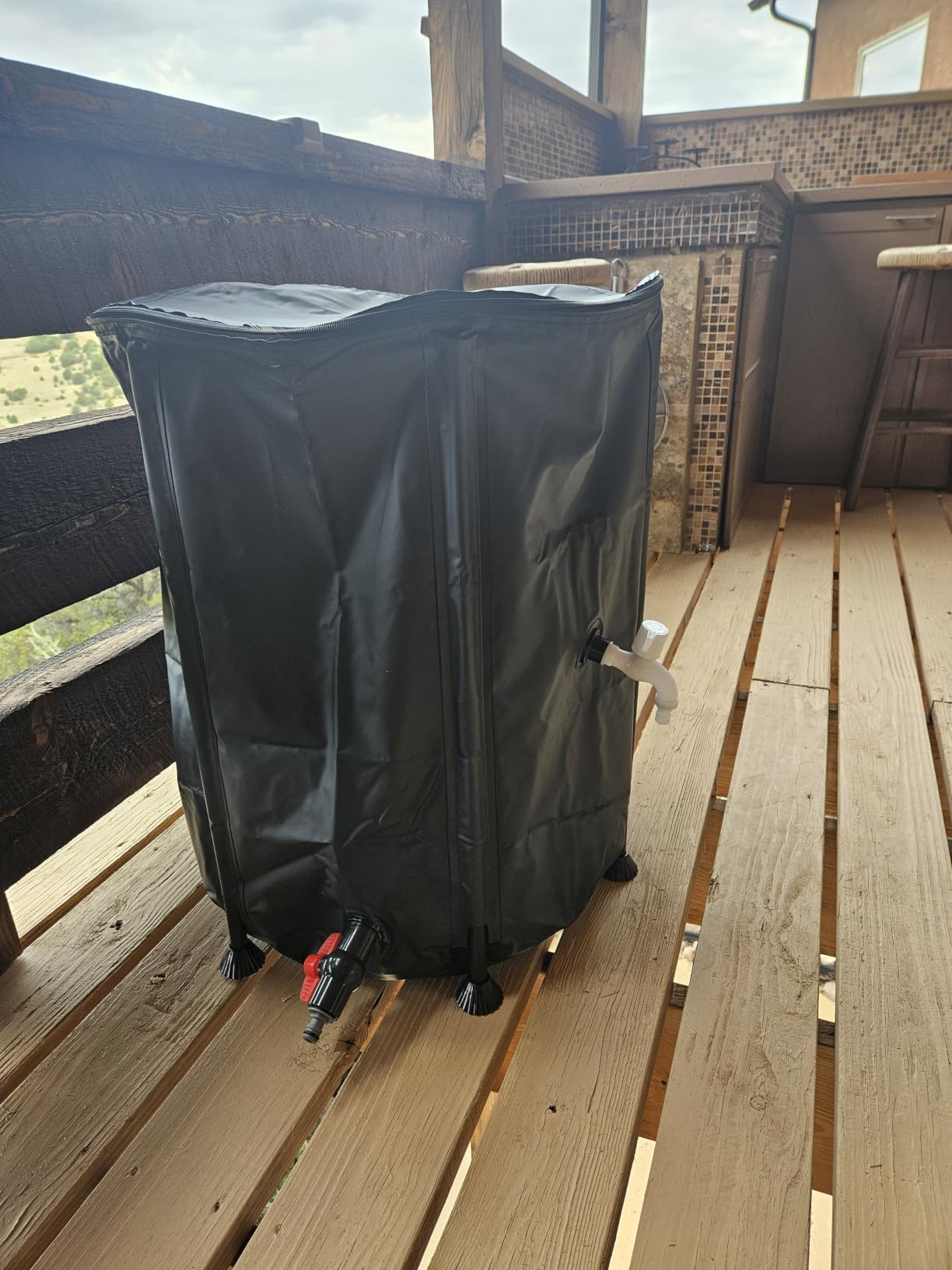 Collapsible Rain Barrel Water Storage Containers-53 Gallon Portable Rainwater Collect System Water Tank to Collect Rainwater from Gutter Downspout Water Catcher with Spigots,Filter&Overflow Kits customer photo 1