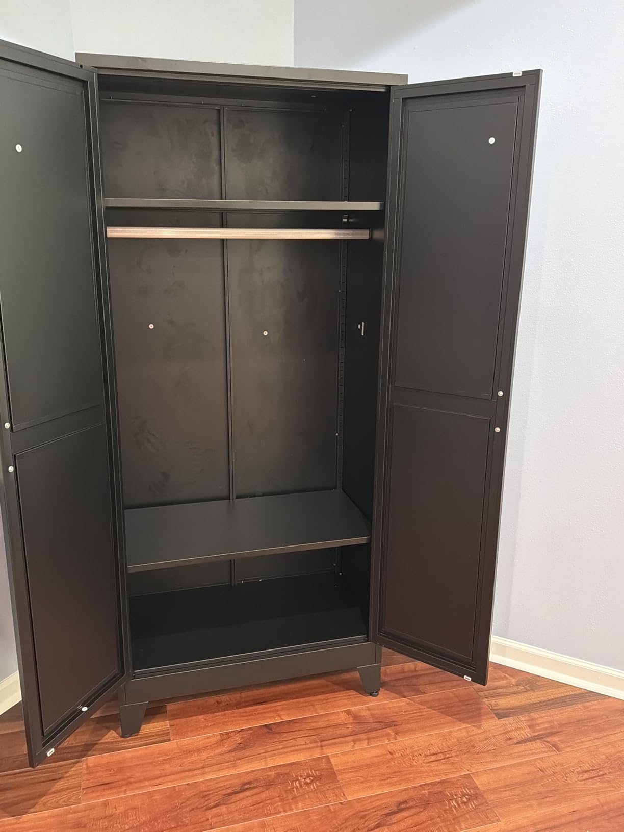 Metal Armoire Wardrobe Closet Storage Cabinet with Hanging Rod customer photo 2