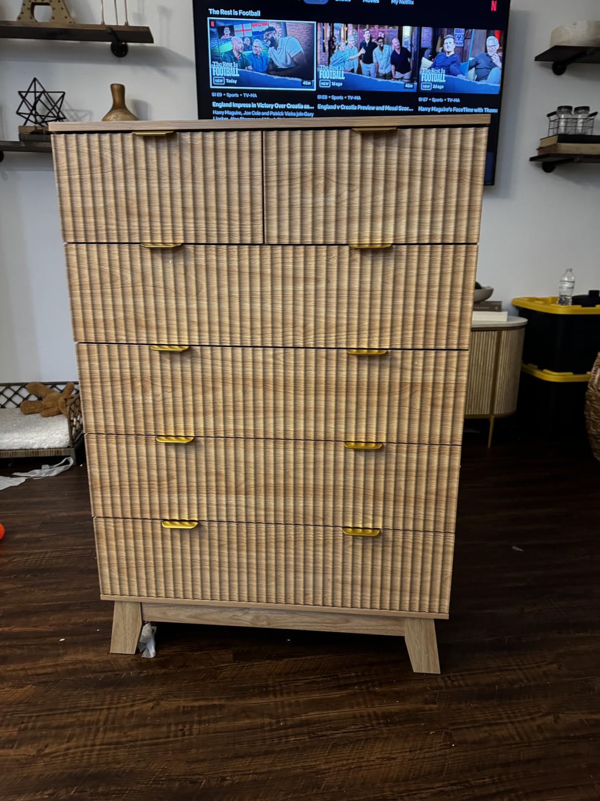 Fluted Dresser for Bedroom with 9 Drawers, 57