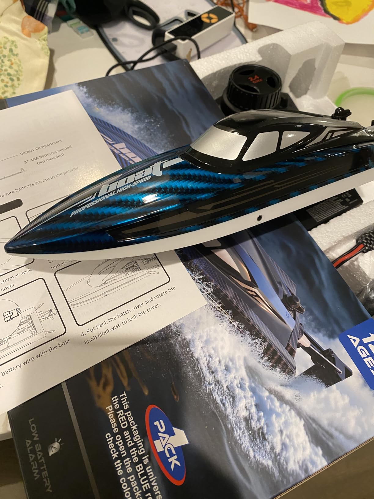 30KMH RC Remote Control Boat with 7 LED Light Modes Waterproof Electric | Fast Speed Boat for Adults Kids 8-12 Lake Pool Water Play,Self-righting,Demo,Water Cooling,20Mins,Low Battery Alert,2.4Ghz customer photo 2