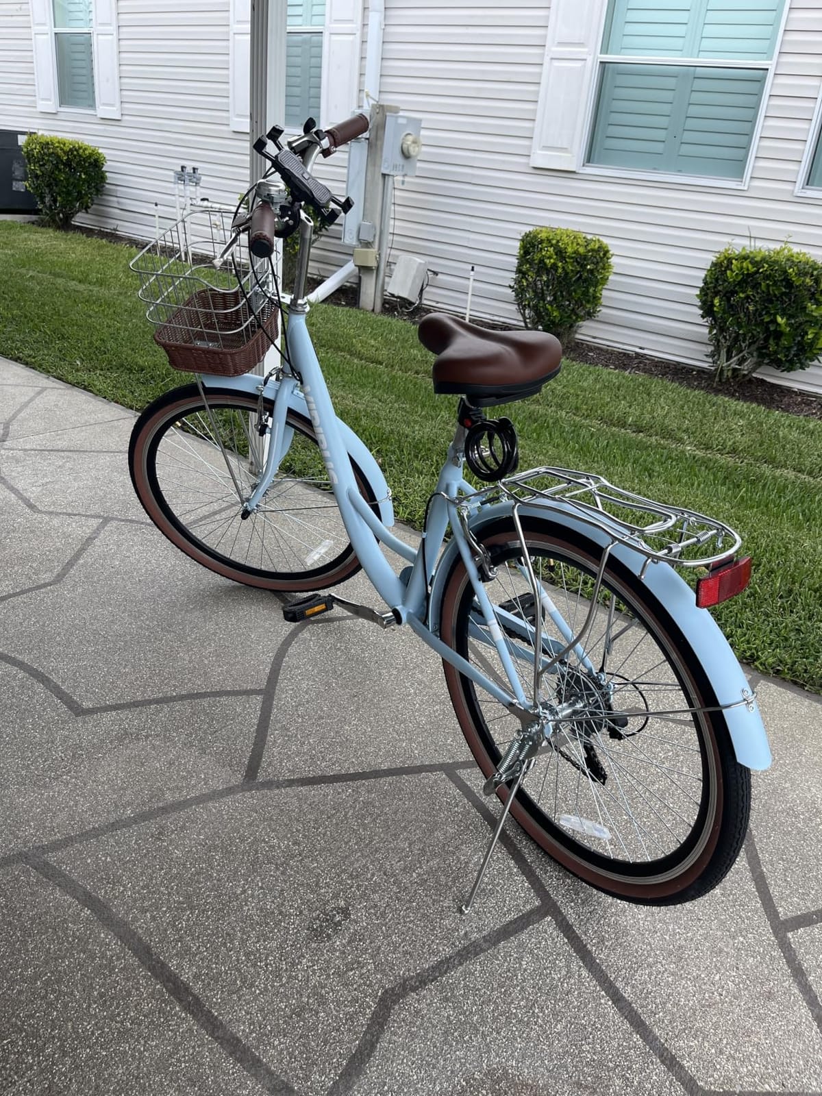VIRIBUS Womens Bike, Lightweight Aluminum Beach Cruiser Bike for Women 7 Speed 24/26inch with Front Basket & Rack, Step-Through City Commuter Bicycle for Ladies Seniors customer photo 2