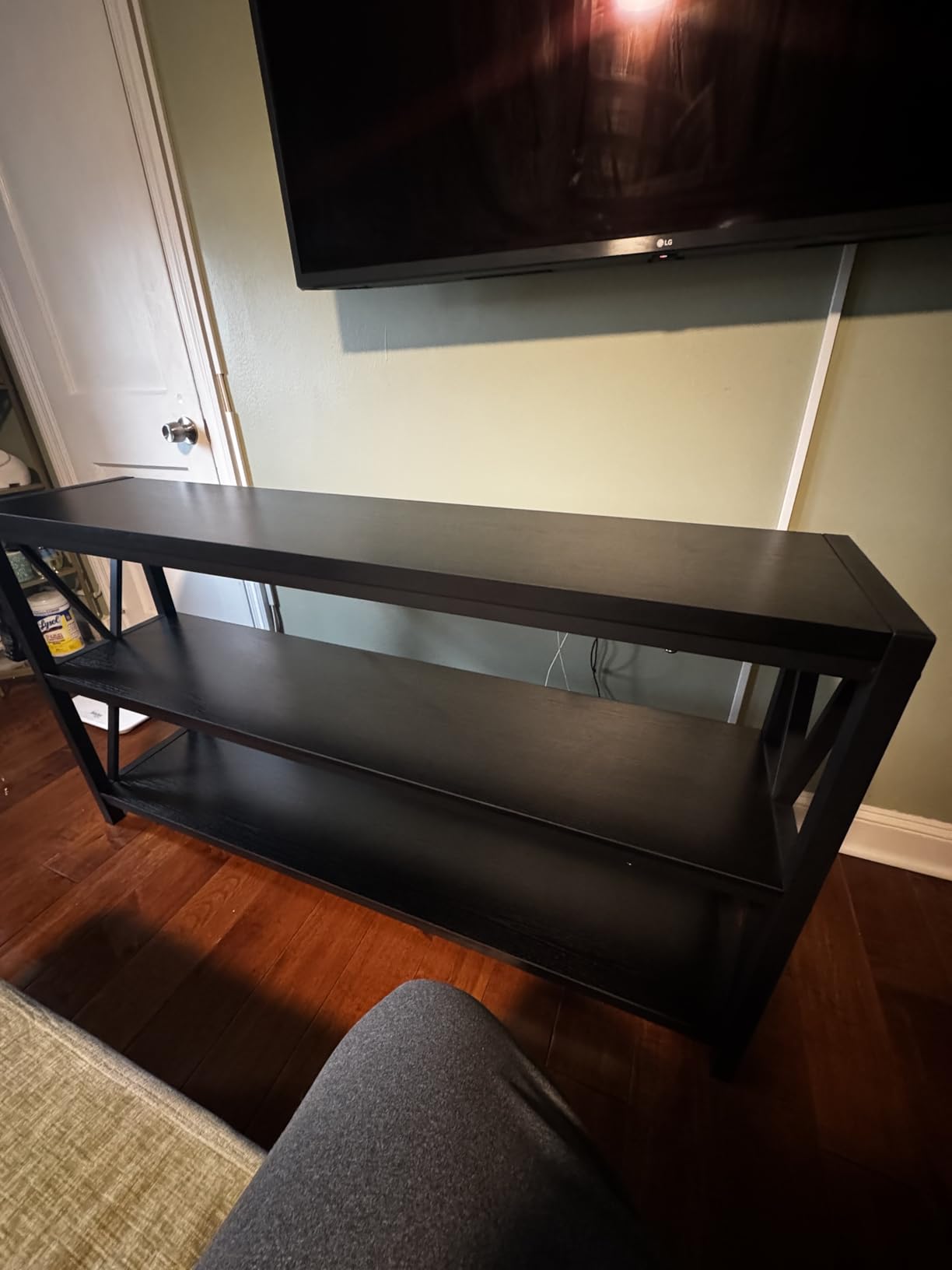 FATORRI Console Table for Entryway, 55 Inch Modern Entry Table with 3 Tier Shelves, Couch Tables Behind Sofa for Living Room, Dark Walnut customer photo 2
