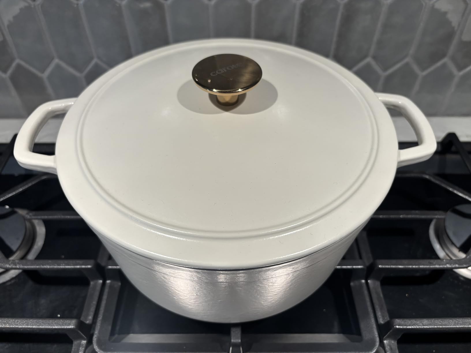 CAROTE 5QT Cream White Enameled Cast Iron Dutch Oven Pot with Lid | Healthy Cookware for Sourdough Bread Baking, Braising, Healthy Non Toxic Cookware Dual Handles, Oven Safe up to 500 F customer photo 2