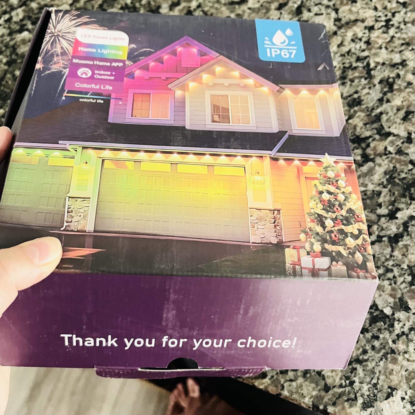 POOFZY Permanent Outdoor Lights for House,200ft RGB+IC Smart Outdoor Decor, 50 Scene Modes,App/Remote Control,IP67 Waterproof,for Christmas,Easter,V-Day,Thanksgiving,Daily & Holiday Party Decor customer photo 1