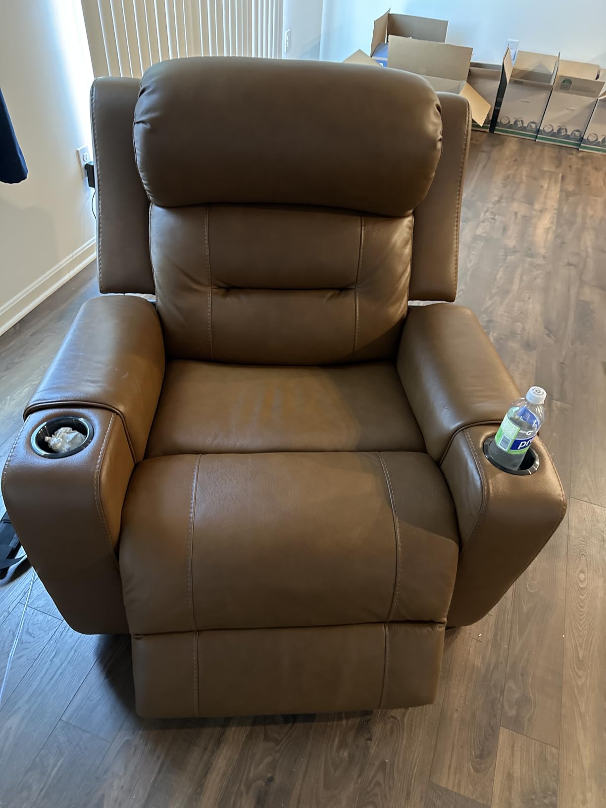 Watson & Whitely Genuine Leather Lay Flat Power Recliner Chair, Navy Blue customer photo 1