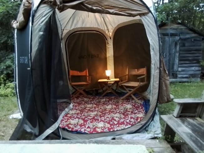 East Oak 10×10 FT Pop Up Canopy Tent with Mesh Walls | Outdoor Screen House with 6 Sunshades | Waterproof Gazebo with Carry Bag | Portable Shelter for Camping, Patio, and Beach | Beige customer photo 1