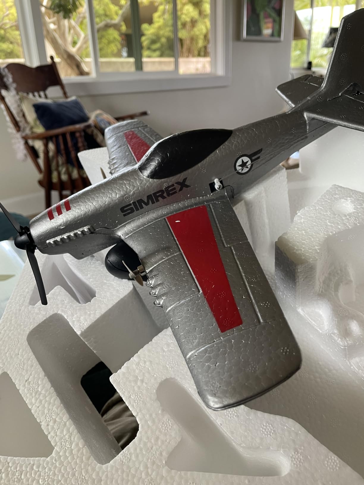 SIMREX RC Plane for Kids & Beginners - P51 Foam Glider, 2.4GHz 3-Channel Remote Control Airplane Toy with 6-Axis Gyro, Easy to Fly RC Airplane for Outdoor Park Play - Gift for Boys & Girls customer photo 2