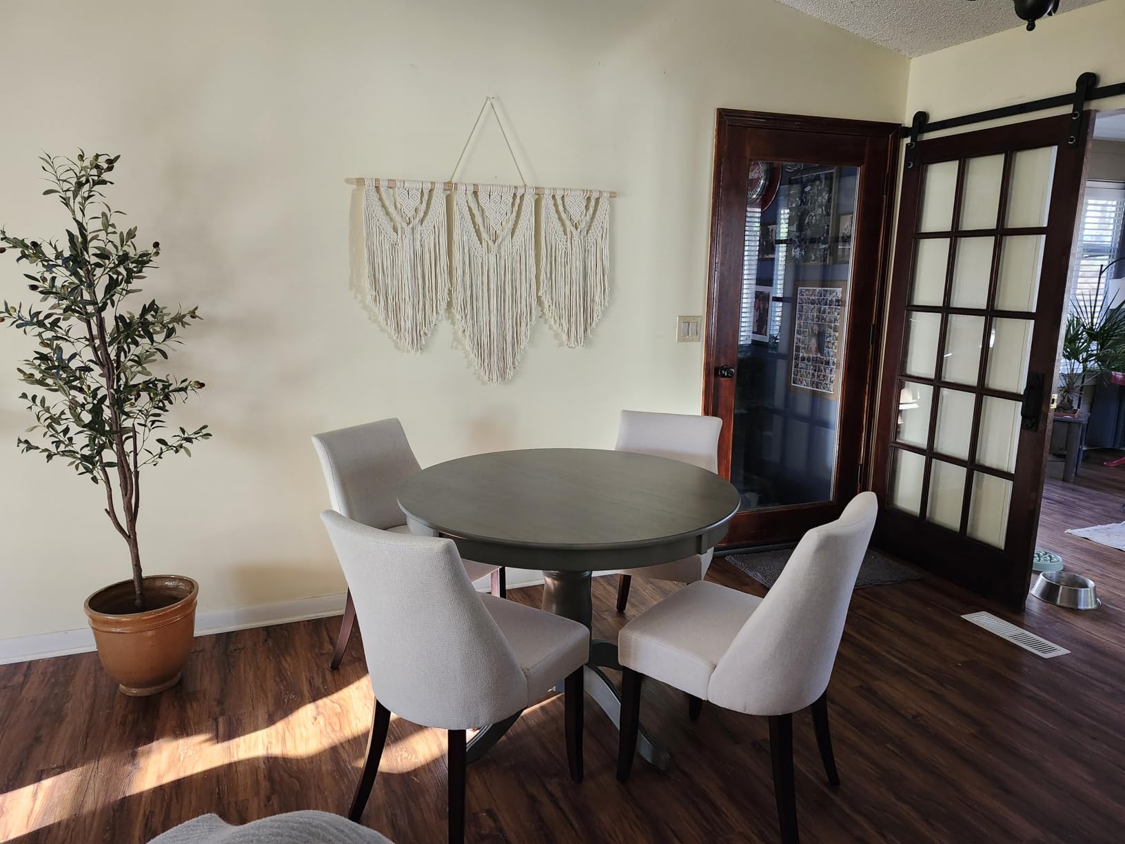 COLAMY Upholstered Dining Chairs Set of 4, Mid Century Modern Kitchen Chairs with Back, Farmhouse Fabric Side Dining Room Chairs with Wood Legs for Dining Room Restaurant, Beige customer photo 2