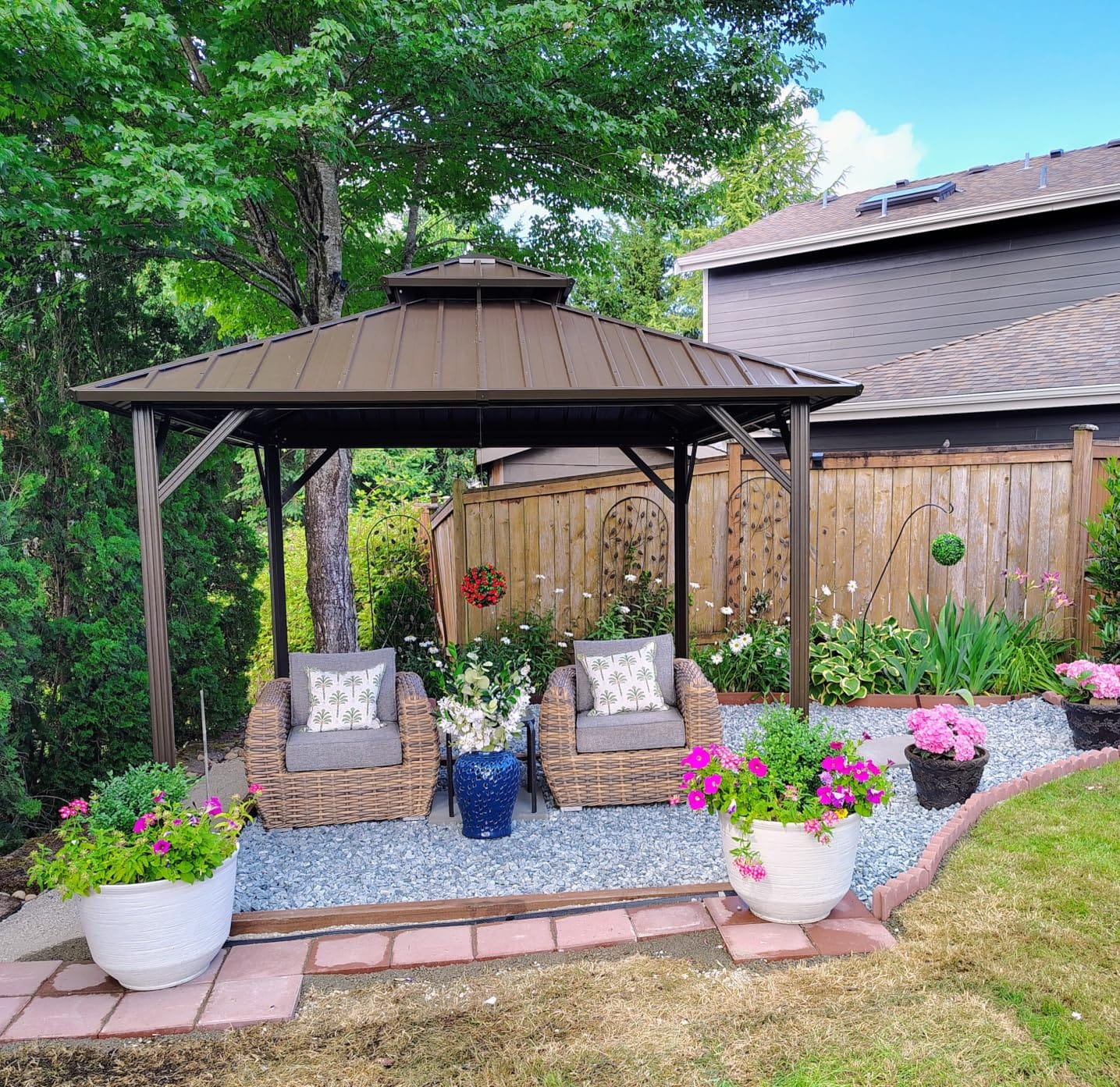 Aoxun Gazebo 10x12 Hardtop Gazebo with Double Galvanized Steel Roof, Gray customer photo 1