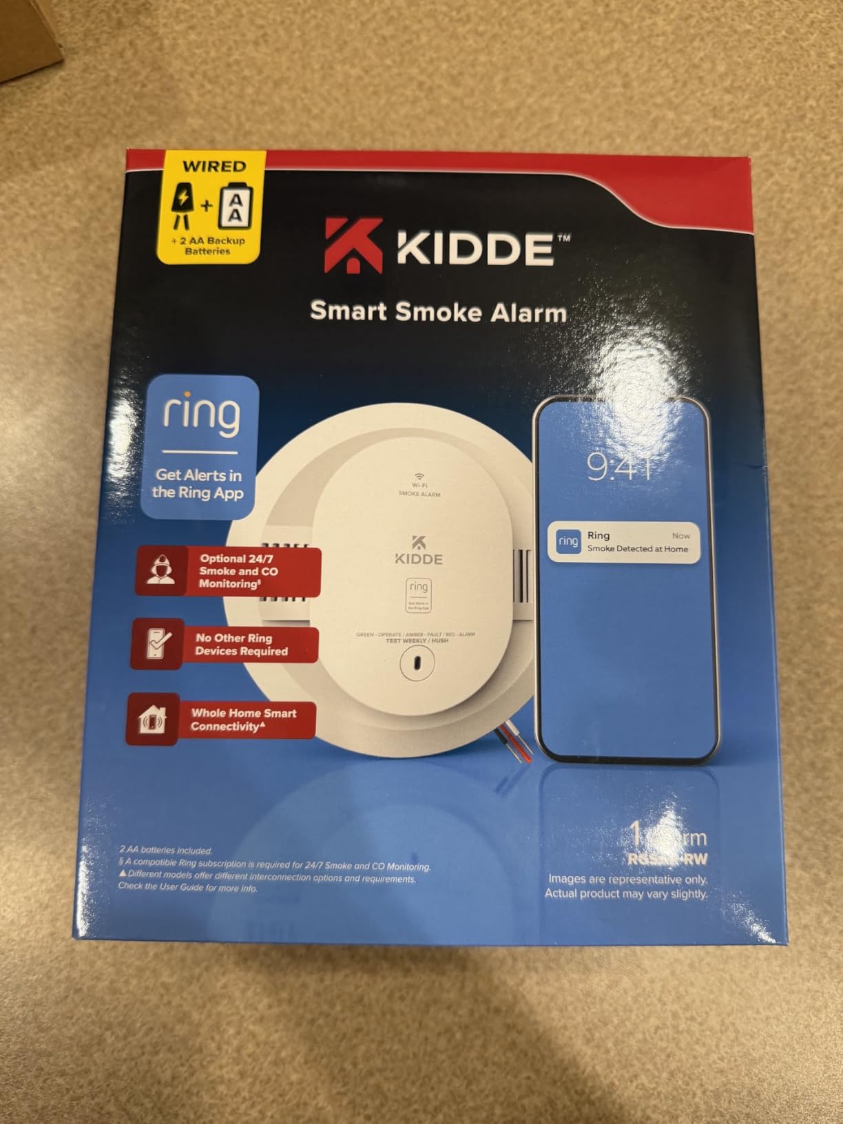 Kidde Smart Smoke Detector with Ring, Hardwire & AA Battery, RGSAR-RW customer photo 1