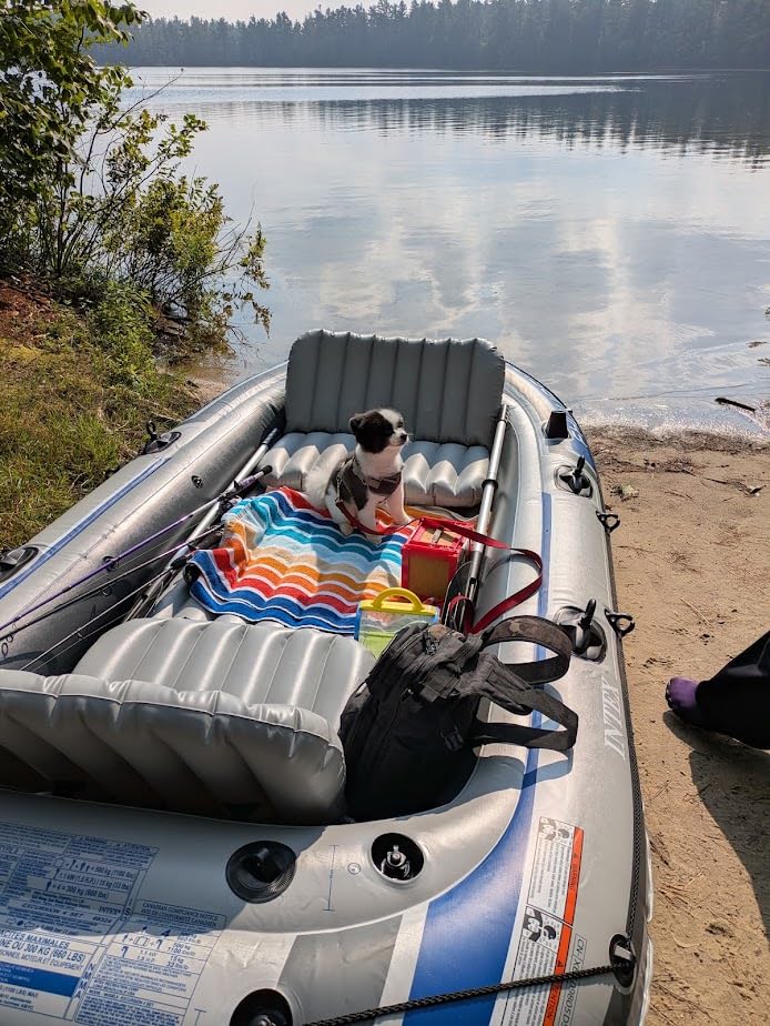 INTEX Excursion 4-Person Inflatable Fishing Boat River Raft Set with Oars | 66324EP - Portable Boat with Extra Wide Cockpit and High-Output Hand Pump, 10ft 4in x 5ft 5in customer photo 1