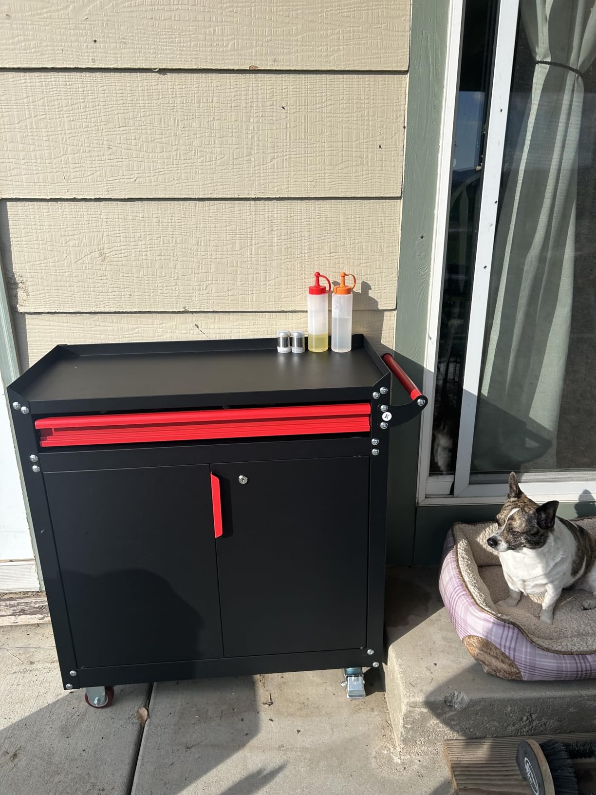 Eltean Metal Grill Cart - Outdoor Grill Cart with Storage,Grill Table with Wheels,Outdoor Bar Cart with Adjustable Shelf for Kitchen Prep and Patio BBQ customer photo 1