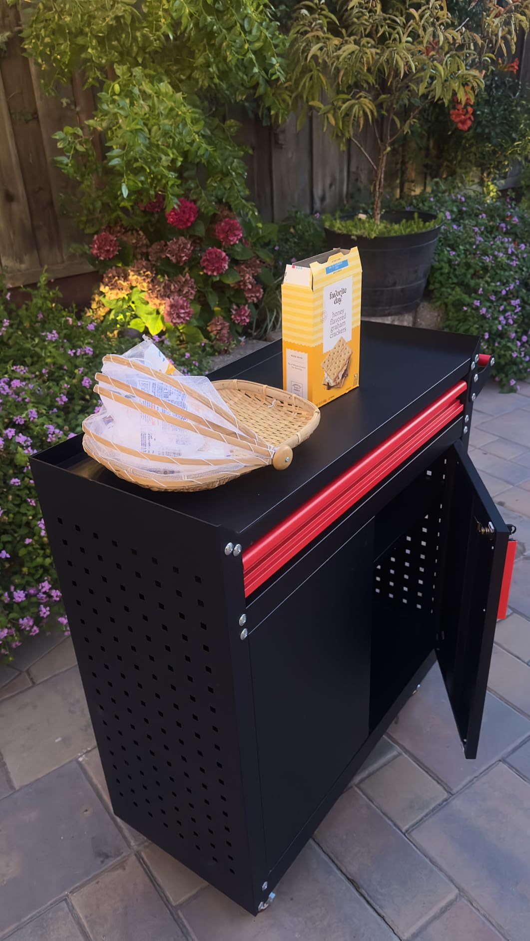 Eltean Metal Grill Cart - Outdoor Grill Cart with Storage,Grill Table with Wheels,Outdoor Bar Cart with Adjustable Shelf for Kitchen Prep and Patio BBQ customer photo 2